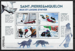 2023 Saint Pierre Et Miquelon N° BF   Nf** MNH. Bloc Jeux Et Loisirs D'Hiver. - Blokken & Velletjes