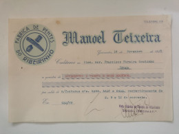 Fatura Portugal, Manoel Teixeira , Guimarâes 1935 - Portugal