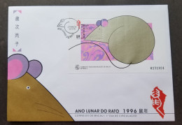 Macau Macao Year Of The Rat 1996 Mouse Chinese Zodiac Lunar (FDC) - Brieven En Documenten