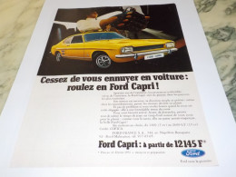 ANCIENNE PUBLICITE ROULEZ EN  FORD CAPRI 1971 - Voitures