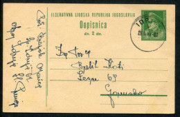 YUGOSLAVIA 1948 Tito 2 (d) Postal Stationery Card  With Text In Slovene, Used.  Michel P126 - Enteros Postales