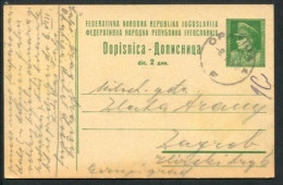YUGOSLAVIA 1948 Tito 2 (d) Postal Stationery Card  With Text In Croatian/Serbian, Used.  Michel P124 - Postwaardestukken
