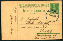 YUGOSLAVIA 1946 Tito 1.50 D.postal Stationery Card  With Text In Croatian/Serbian, Used.  Michel P108 - Postwaardestukken