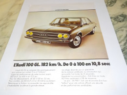 ANCIENNE PUBLICITE 100 GL AUDI   1973 - Voitures