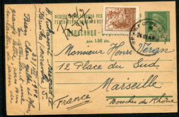 YUGOSLAVIA 1946 Tito 1.50 D.postal Stationery Card  With Text In Serbian/Croatian, Used To France.  Michel P107 - Entiers Postaux