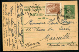 YUGOSLAVIA 1946 Tito 1.50 D.postal Stationery Card  With Text In Serbian/Croatian, Used To France.  Michel P107 - Postal Stationery