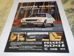 ANCIENNE PUBLICITE NOUVELLE VERSION 504 PEUGEOT  1973 - Voitures