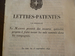 Lettres Patentes Charles Albert Roi Sardaigne, Chypre, Savoie Gênes,...16/091845 Mesures Vols Campagnes 12 Pages - Décrets & Lois