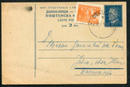 YUGOSLAVIA 1949 Tito 2 (d) Postal Stationery Card, Used With Additional Stamp.  Michel P129 - Entiers Postaux