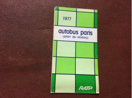 PLAN RATP Autobus PARIS  Annee 1977 - Europe