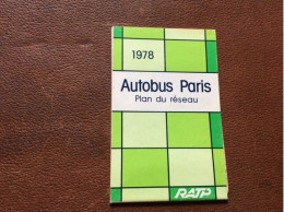 PLAN RATP  Autobus  PARIS  Annee 1978 - Europa