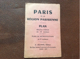 PLAN Du Métropolitain  PARIS Et La RÉGION PARISIENNE  Recto-Verso  GUY Paris  A.LECONTE Éditeur - Europa