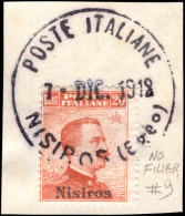 Nisiros 1912-21 20c Orange No Watermark Fine Used On Piece. - Aegean (Nisiro)