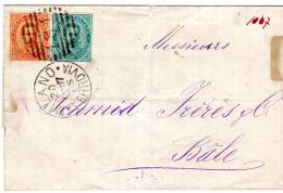 67536 - Italien - 1887 - 20c Umberto MiF A FaltBf MILANO -> AMBULANT No.41 -> BASEL (Schweiz) - Marcophilia