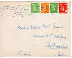 67541 - Finnland - 1953 - 10Mk Wappen MiF A Bf VAASA -> Frankreich - Cartas & Documentos