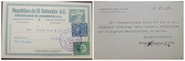 O) 1923 EL SALVADOR, VIA ZACAPA TO GERMANY,  NATIONAL PALACE, COAT OF ARMS,  FRANCISCO MENENDEZ, XF - El Salvador