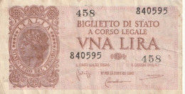 BANCONOTA -   1 LIRA BIGLIETTO DI STATO LUOGOTENENZA UMBERTO VENTURA 23/11/1944 - Italië – 1 Lira