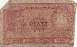 BANCONOTA -100 LIRE ELMATA REPUBBLICA ITALIANA - 100 Liras