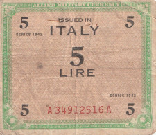 BANCONOTA -BANCONOTA - ALLIED MILITARY CURRENCY BANCONOTA 5£ 1943 (come Da Scansione) - Geallieerde Bezetting Tweede Wereldoorlog