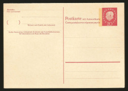 Postkarte Carte Postale Avec Reponse Payee Mit Antwortkarte Ganzsache 20 Pfennig Theodor Heuss Postfrisch ** - Cartes Postales Privées - Neuves