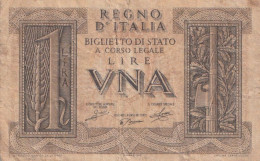 BANCONOTA - 1 LIRA BIGLIETTO DI STATO FASCIO 14/11/1939 - Italië – 1 Lira