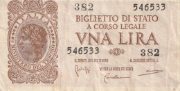 BANCONOTA - BANCONOTA - 1 LIRA BIGLIETTO DI STATO - UMBERTO VENTURA 23/11/1944 - Italië – 1 Lira