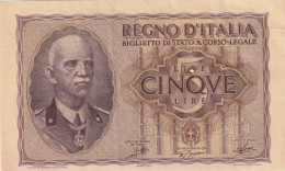 5 LIRE BIGLIETTO DI STATO VITTORIO EMANUELE III FASCIO 1940 - Italië – 1 Lira