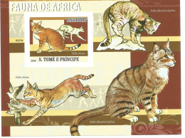 Chat -bloc Feuillet - Neuf - Chats En Afrique - Saint Tomé De Principe - Felinos