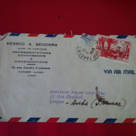 LETTRE TANGER MESSOD A BENZIMRA POUR TROYES PAR AVION - Storia Postale