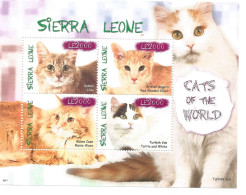 Chat -bloc Feuillet - Neuf - Chats Domestiques- Sierra Léone - Big Cats (cats Of Prey)
