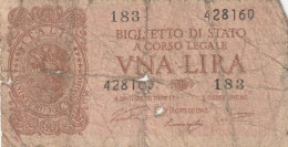 BANCONOTA - 1 LIRA BIGLIETTO DI STATO LUOGOTENENZA UMBERTO VENTURA 23/11/1944 - Italië – 1 Lira