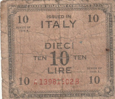 BANCONOTA - ALLIED MILITARY CURRENCY BANCONOTA 10£ 1943 (come Da Scansione) - Occupazione Alleata Seconda Guerra Mondiale