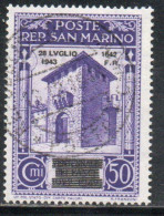 REPUBBLICA DI SAN MARINO 1943 CADUTA DEL FASCISMO CENT. 50c USATO USED OBLITERE' - Usados