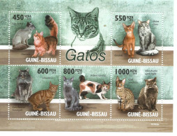 Chat -bloc Feuillet - Neuf - Chats Domestiques- Guinée -Bissau - Big Cats (cats Of Prey)
