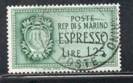 REPUBBLICA DI SAN MARINO 1943 ESPRESSI STEMMA SPECIAL DELIVERY COAT OF ARMS ESPRESSO LIRE 1,25 USATA USED OBLITERE' - Sellos De Urgencia