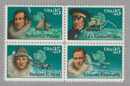 UNITED STATES 1988 Antarctic Explorers: Block Of 4 Stamps UM/MNH - Polar Exploradores Y Celebridades