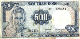 VIETNAM SOUTH 500 DONG BLUE MAN FRONT SHIP BACK ND(1966) P23a VF READ DESCRIPTION - Viêt-Nam