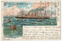 CPA - HAMBOURG - Gruss Aus Hambourg - Bateau à Vapeur Américain Auguste Victoria - Other & Unclassified