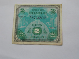 ASSEZ RARE Billet De Débarquement - 2 Francs DRAPEAU FRANCE 1944 - Sans Série   **** EN ACHAT IMMEDIAT **** - 1944 Drapeau/France