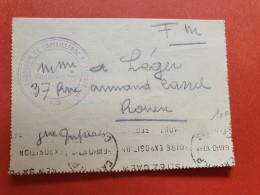 Cachet De Vaguemestre Sur Carte Lettre En Fm De Caen Pour Rouen En 1940 - Réf J 292 - WW II