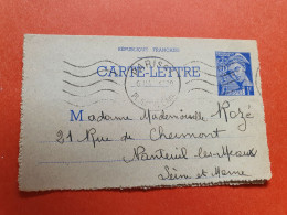 Entier Postal Type Mercure De Paris Pour Nanteuil Les Meaux En 1940 - Réf J 299 - Tarjetas Cartas