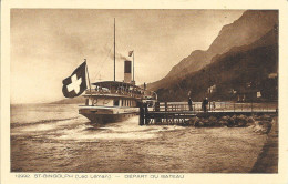 Suisse Valais (Wallis) - Saint-Gingolph (lac Léman) - Départ Du Bateau Vapeur Steamer 19xx Animée/animated TB - Saint-Gingolph