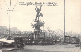 BELGIQUE - Bruxelles-Exposition - L'Incendie Des 14-15 Août 1910 - St-Michel, Patron De.. - Carte Postale Ancienne - Wereldtentoonstellingen