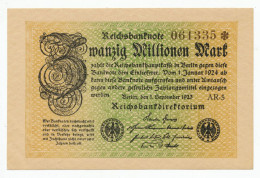 GERMANY, DEUTSCHLAND - 20 Millionen Mark 1.9. 1923. P108 Ro107a, AUNC. (D118) - 20 Mio. Mark