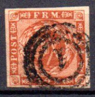 Danemark: Yvert N° 8, 4 Belles Marges, Cote 18€ - Used Stamps