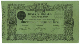 250 LIRE BANCA NAZIONALE NEGLI STATI SARDI 21/07/1869 BB/BB+ - Otros & Sin Clasificación