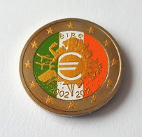 IRLANDE 2012 - 10 ANS DE L'EURO -2 EUROS COMMEMORATIVE- COULEUR - FARBE- COLORISEE - COULEURS - COLORED - COLOR - Ierland