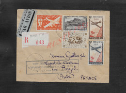 LETTRE EN R DIVERS TIMBRES CACHET HELL BOURG DE LA RÉUNION 100e LIAISON AÉRIENNE POUR LA FRANCE CACHET BAYEL FRANCE : - Lettres & Documents