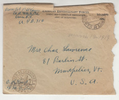 American Expeditionary Forces - YMCA Letter Cover Posted 1919 - Censored B230701 - Andere & Zonder Classificatie