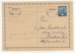 Czechoslovakia Postal Stationery Postcard Posted 1947 Nove Mesto To Prague B230701 - Postcards